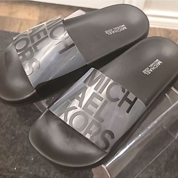 Michael Kors Gilmore PVC Slide Sandal- Black - Picture 8 of 9